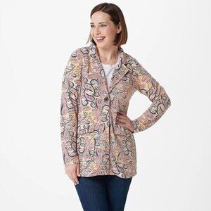 Cuddl Duds Comfort Blazer Lightweight Bold Chic Grandma Core Boho Colorful M